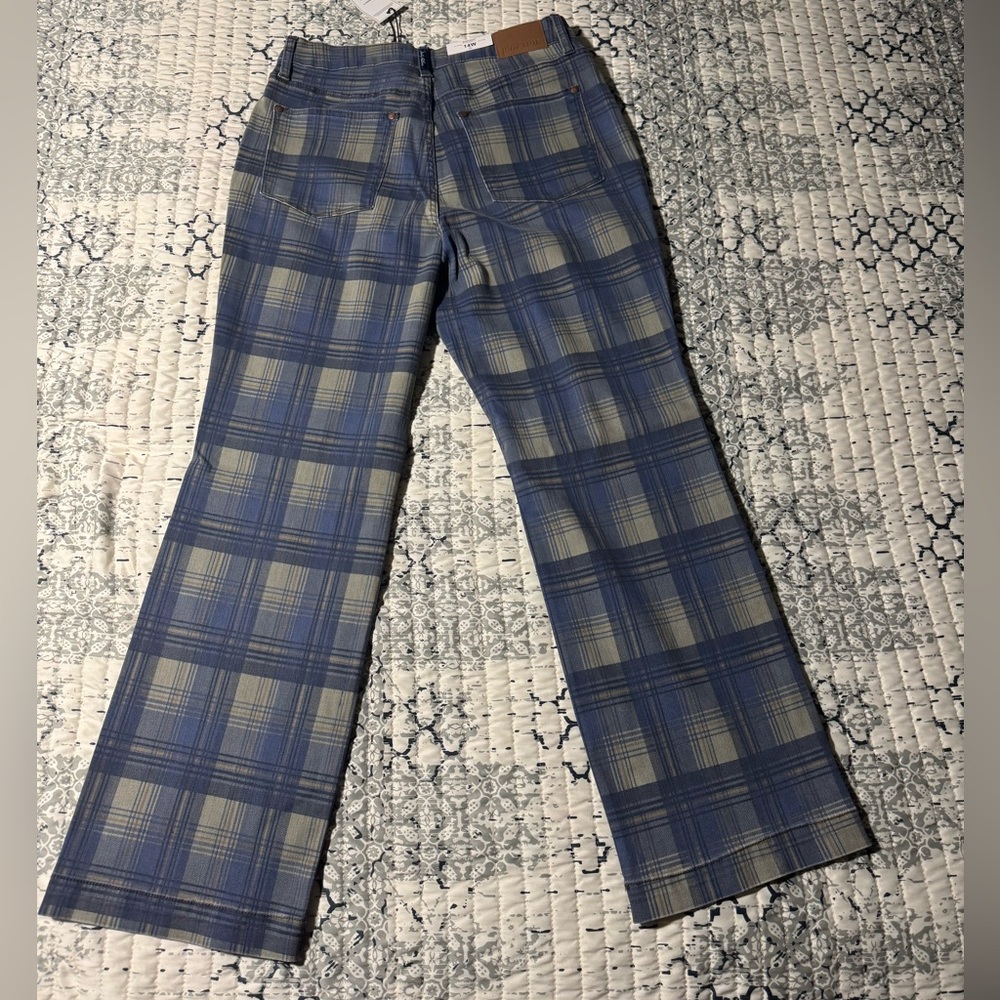 Judy Blue Size 14W High Waist Blue Plaid Jeans New with Tags - Picture 2 of 2